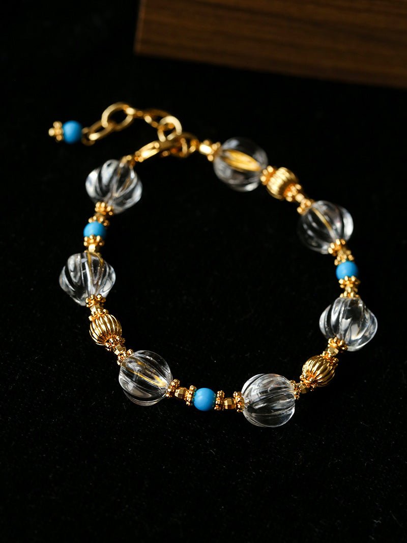 Turquoise Glass Lantern Bead Bracelet - floysun