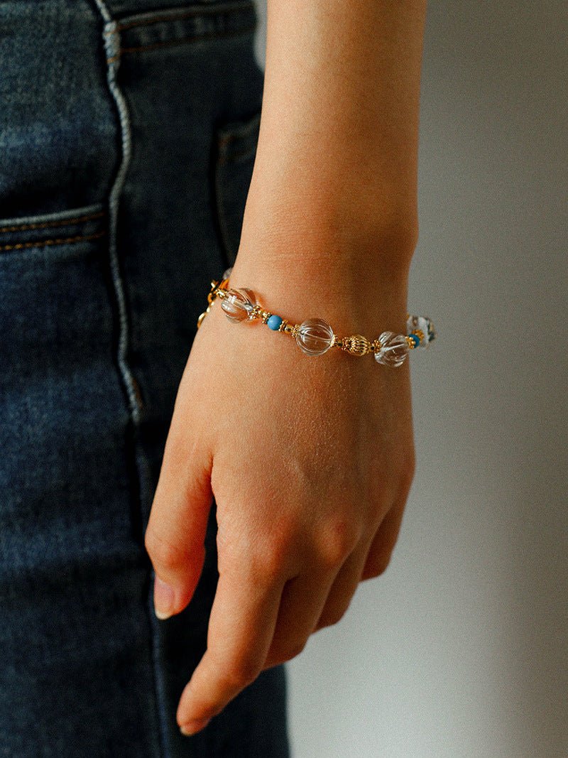 Turquoise Glass Lantern Bead Bracelet - floysun