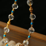 Turquoise Glass Lantern Bead Necklace - floysun