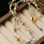 Turquoise Glass Lantern Bead Necklace - floysun