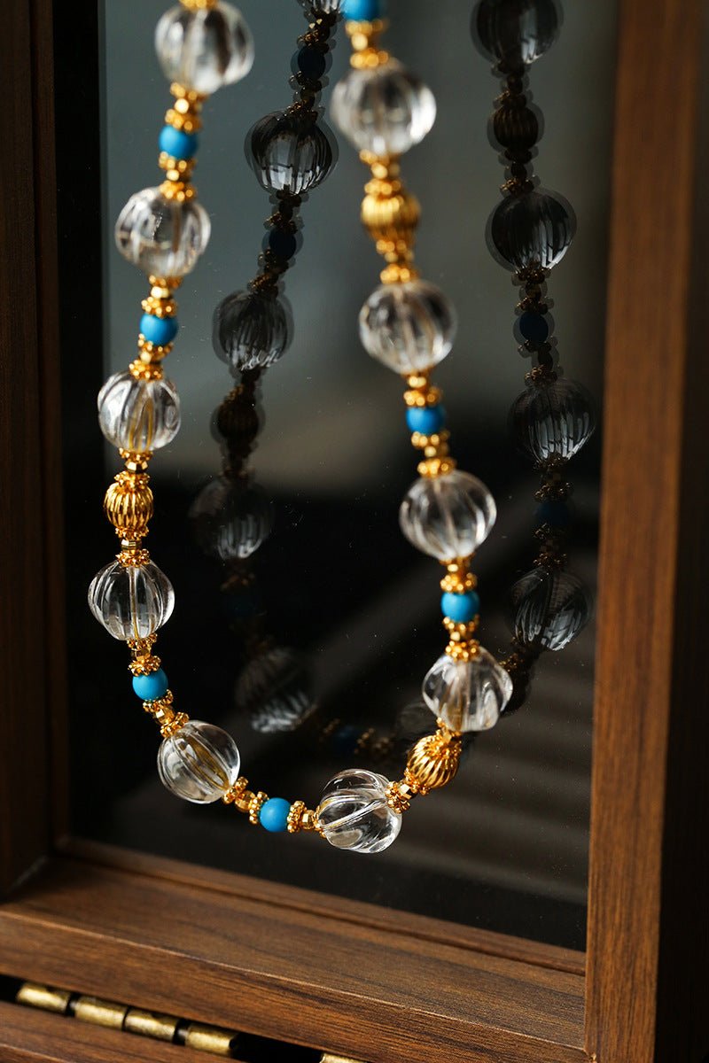 Turquoise Glass Lantern Bead Necklace - floysun