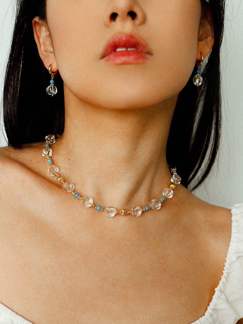 Turquoise Glass Lantern Drop Earrings - floysun