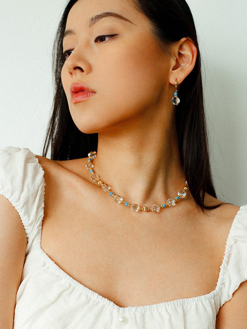 Turquoise Glass Lantern Drop Earrings - floysun