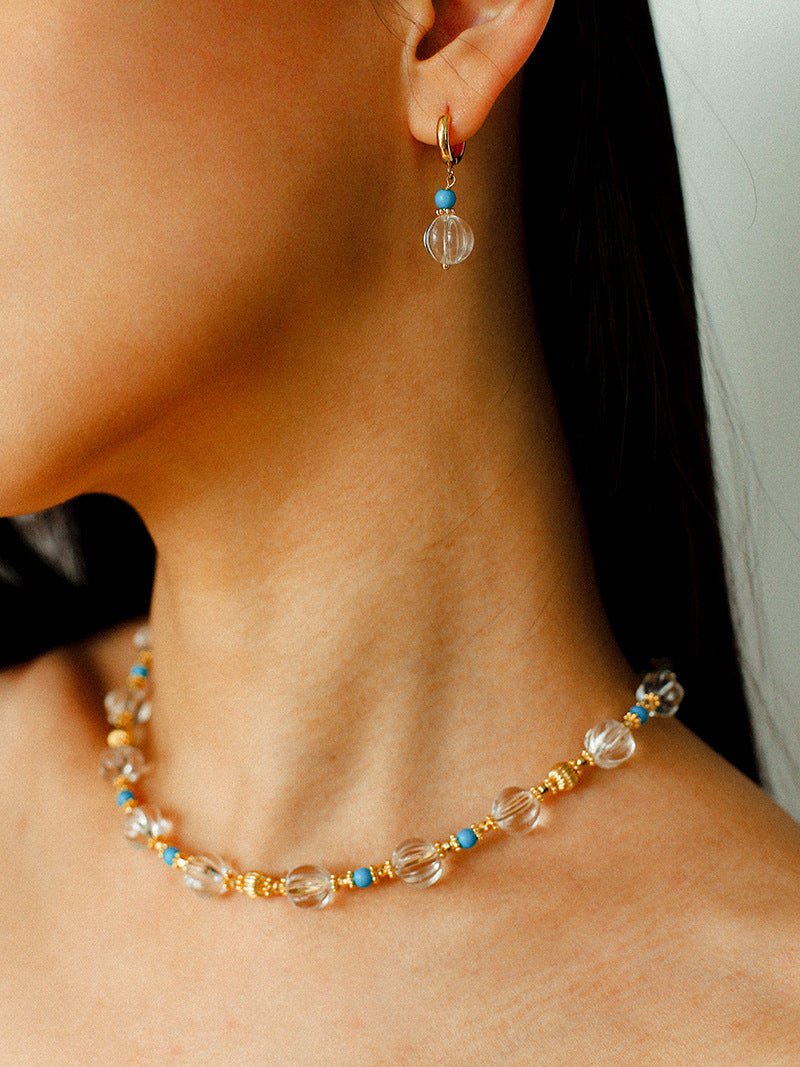 Turquoise Glass Lantern Drop Earrings - floysun