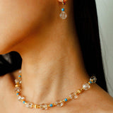 Turquoise Glass Lantern Drop Earrings - floysun