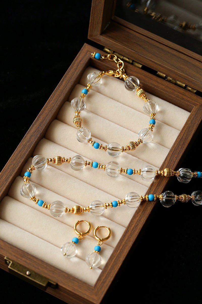 Turquoise Glass Lantern Drop Earrings - floysun