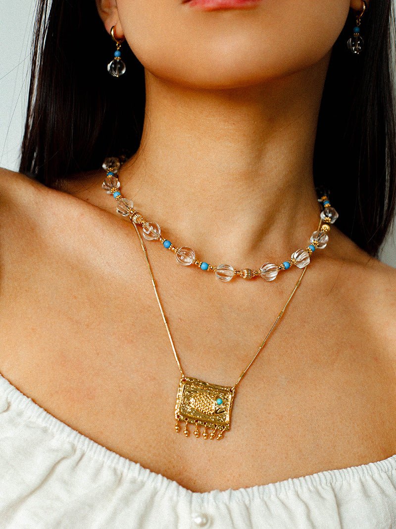 Turquoise Glass Lantern Drop Earrings - floysun