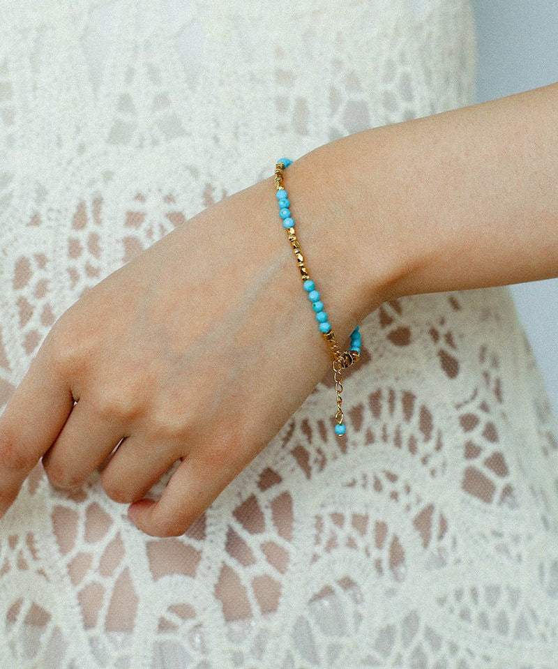 Turquoise & Gold Bead Spacer Beaded Bracelet - floysun