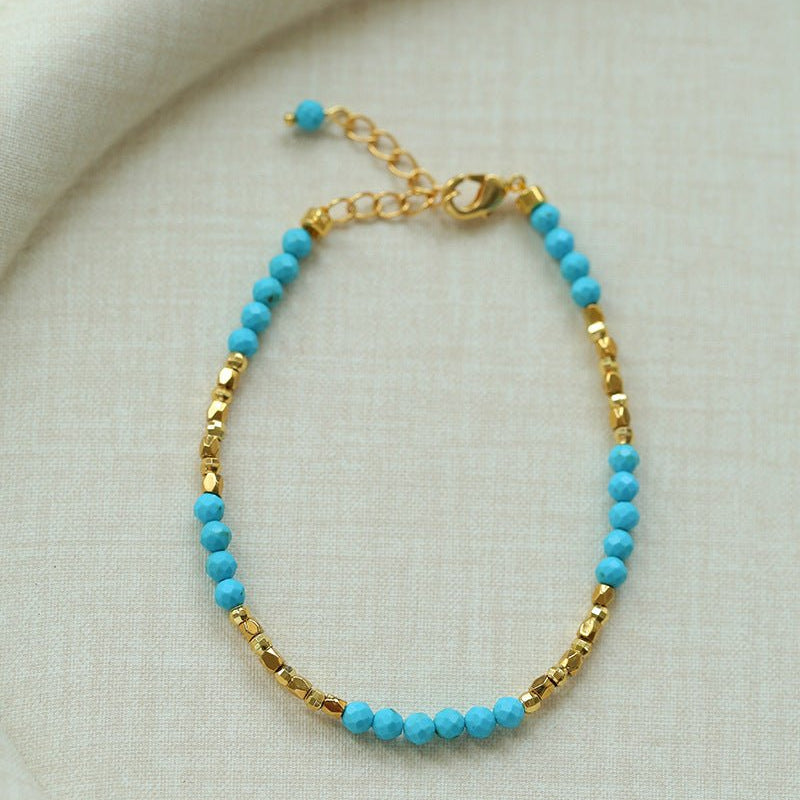 Turquoise & Gold Bead Spacer Beaded Bracelet - floysun