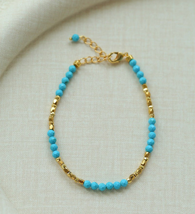 Turquoise & Gold Bead Spacer Beaded Bracelet - floysun