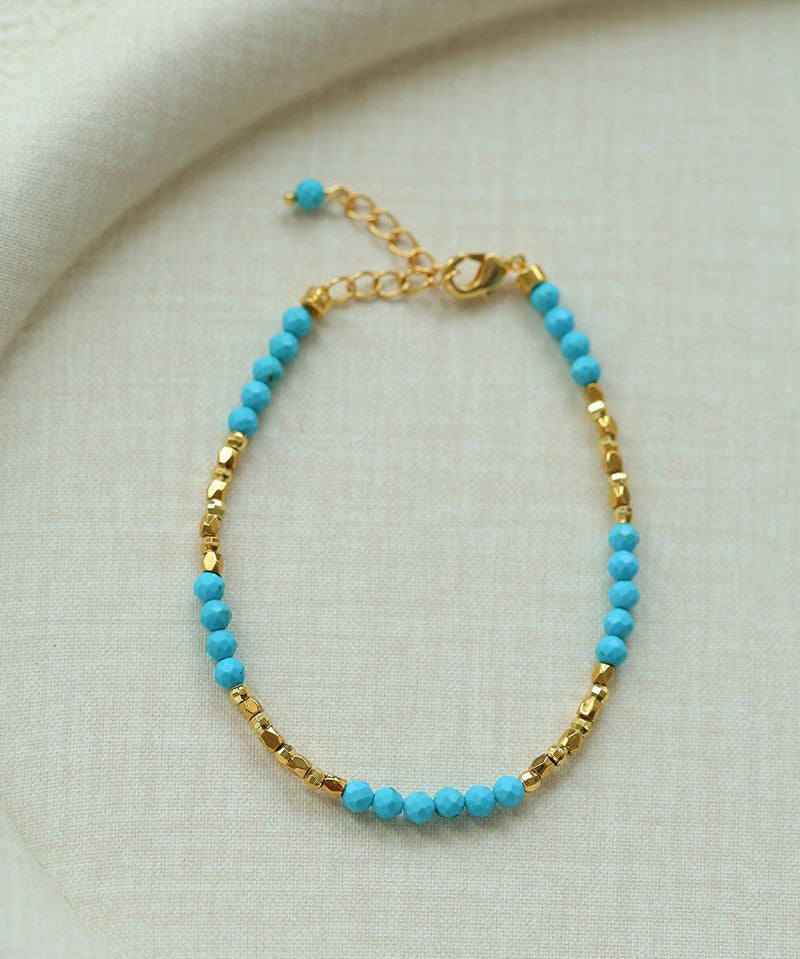 Turquoise & Gold Bead Spacer Beaded Bracelet - floysun