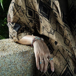 Turquoise Inlay Sterling Silver Geometric Ring - floysun