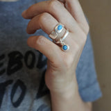 Turquoise Inlay Sterling Silver Geometric Ring - floysun