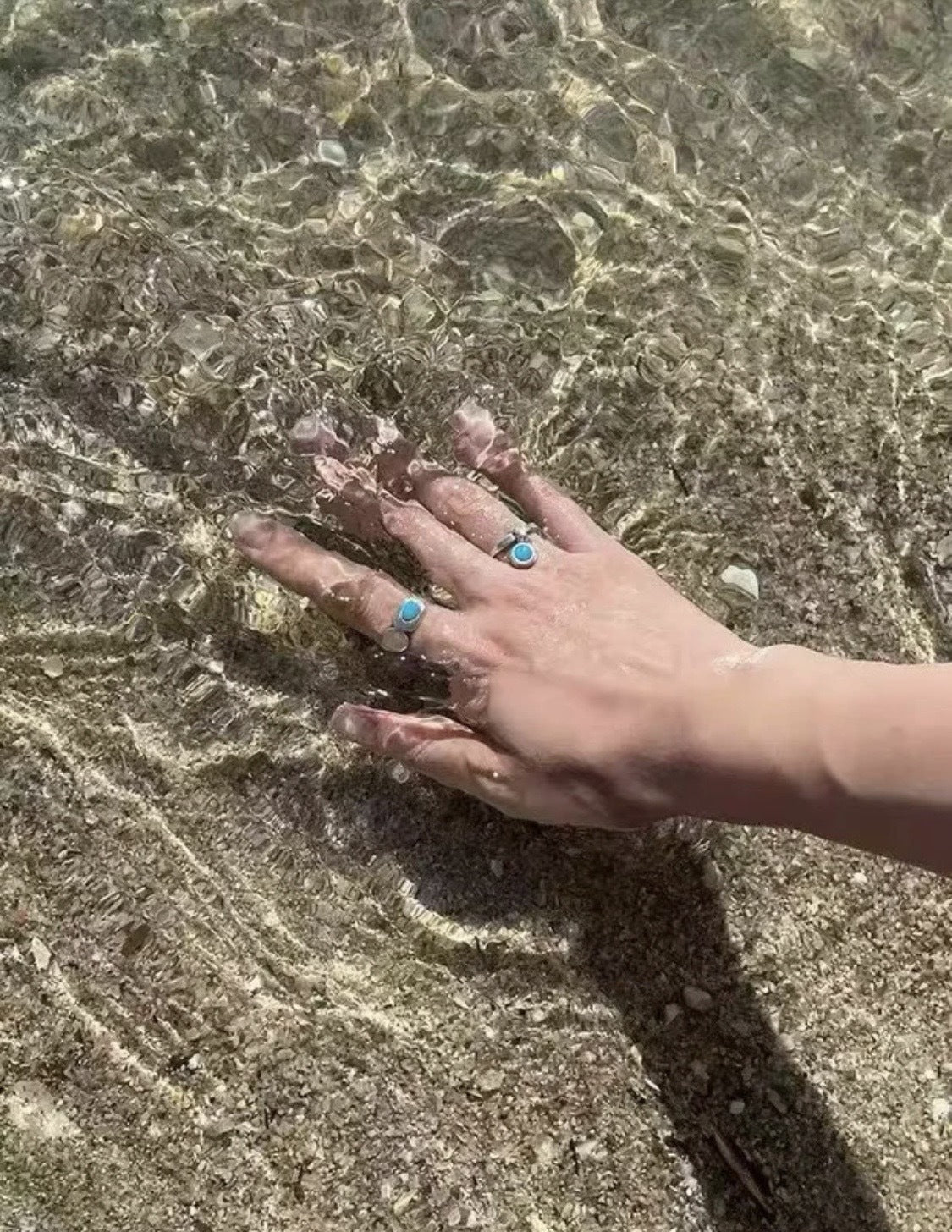 Turquoise Inlay Sterling Silver Geometric Ring - floysun