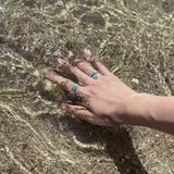 Turquoise Inlay Sterling Silver Geometric Ring - floysun