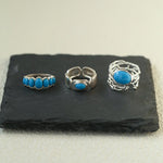 Turquoise Inlay Sterling Silver Geometric Ring - floysun