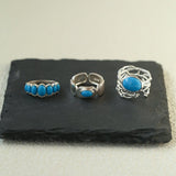 Turquoise Inlay Sterling Silver Geometric Ring - floysun