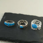 Turquoise Inlay Sterling Silver Geometric Ring - floysun