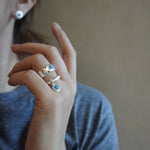 Turquoise Inlay Sterling Silver Geometric Ring - floysun