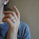 Turquoise Inlay Sterling Silver Geometric Ring - floysun