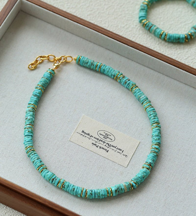 Turquoise Spaceship Beaded Necklace - floysun