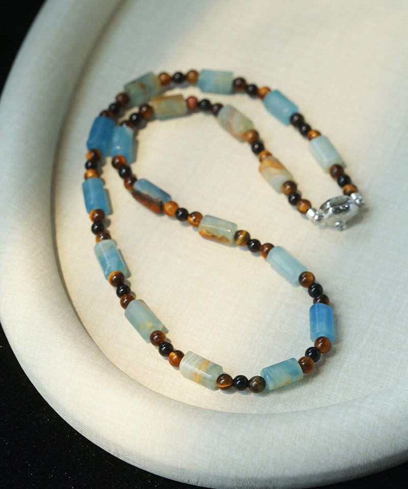 Twilight Mist Necklace – Blue Calcite & Tiger's Eye - floysun