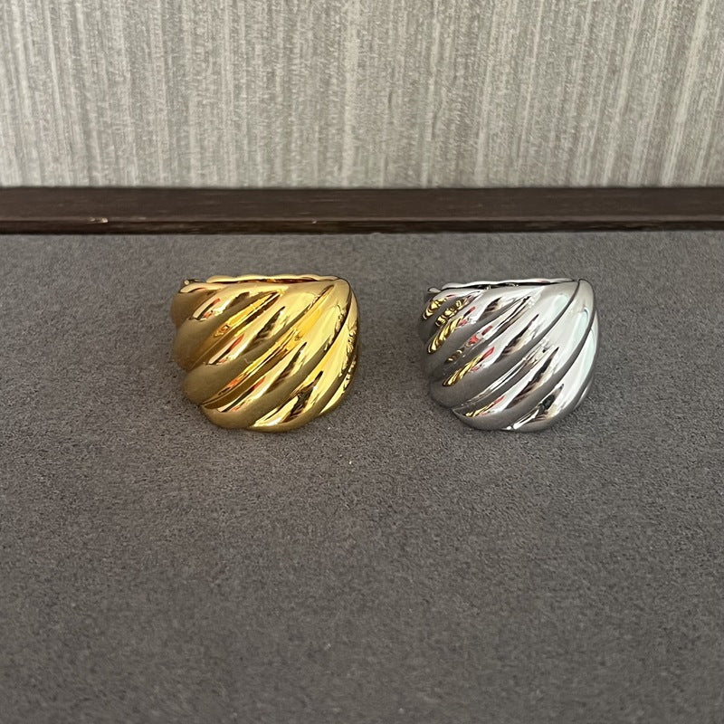 Twisted Braided Statement Ring - Wide - floysun