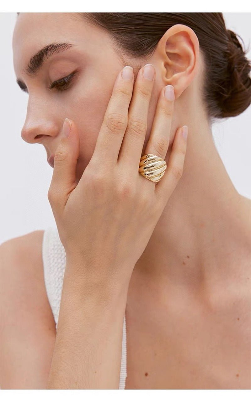 Twisted Braided Statement Ring - Wide - floysun