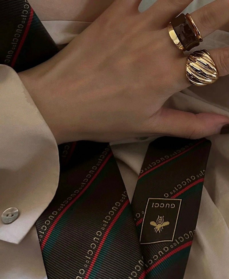 Twisted Braided Statement Ring - Wide - floysun