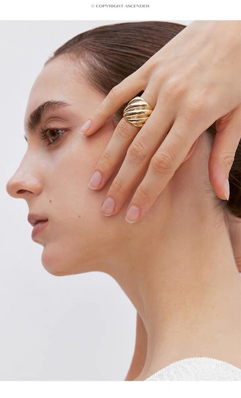 Twisted Braided Statement Ring - Wide - floysun