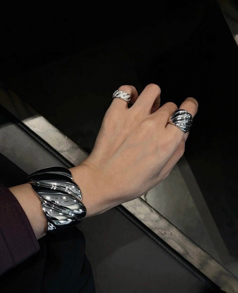 Twisted Braided Statement Ring - Wide - floysun