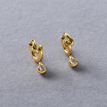 Twisted Metal Zircon Huggie Earrings - floysun