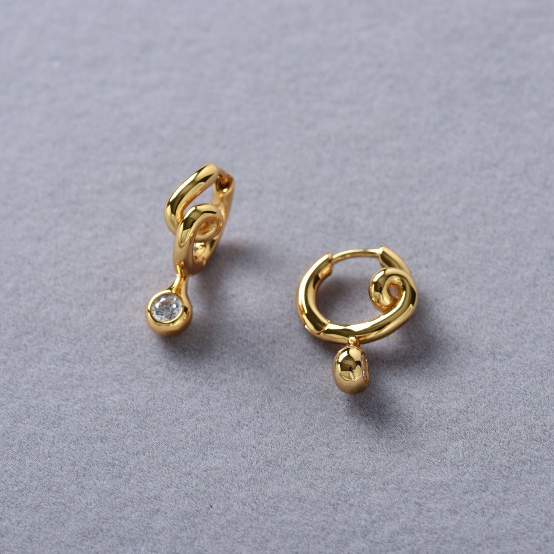 Twisted Metal Zircon Huggie Earrings - floysun