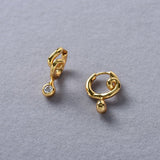 Twisted Metal Zircon Huggie Earrings - floysun