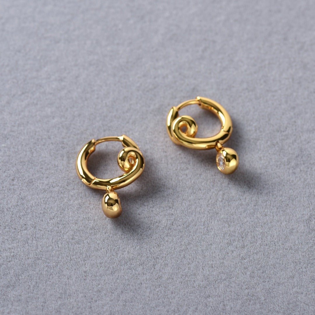 Twisted Metal Zircon Huggie Earrings - floysun