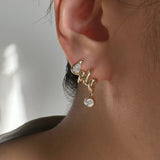 Twisted Metal Zircon Huggie Earrings - floysun
