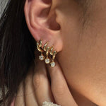 Twisted Metal Zircon Huggie Earrings - floysun
