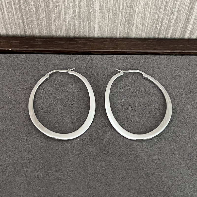 Twisted Oval 925 Silver Hoop Earrings - floysun