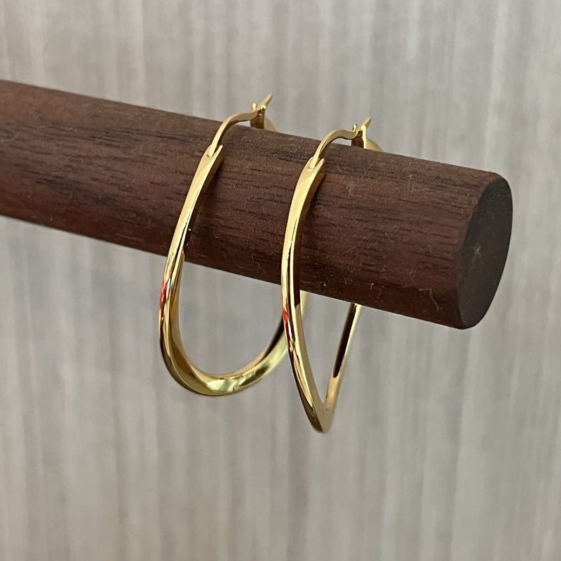 Twisted Oval 925 Silver Hoop Earrings - floysun