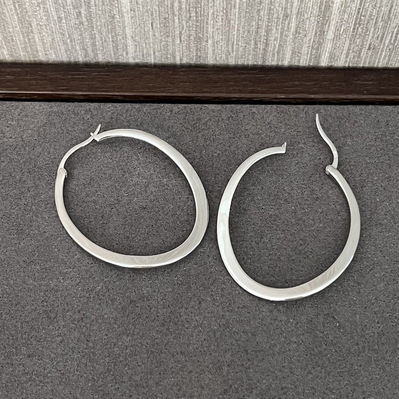 Twisted Oval 925 Silver Hoop Earrings - floysun