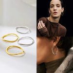 Twisted Oval 925 Silver Hoop Earrings - floysun