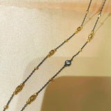 Two - Tone Black Gold Bead Chain Necklace – Minimalist Bare Chain - floysun