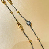 Two - Tone Black Gold Bead Chain Necklace – Minimalist Bare Chain - floysun