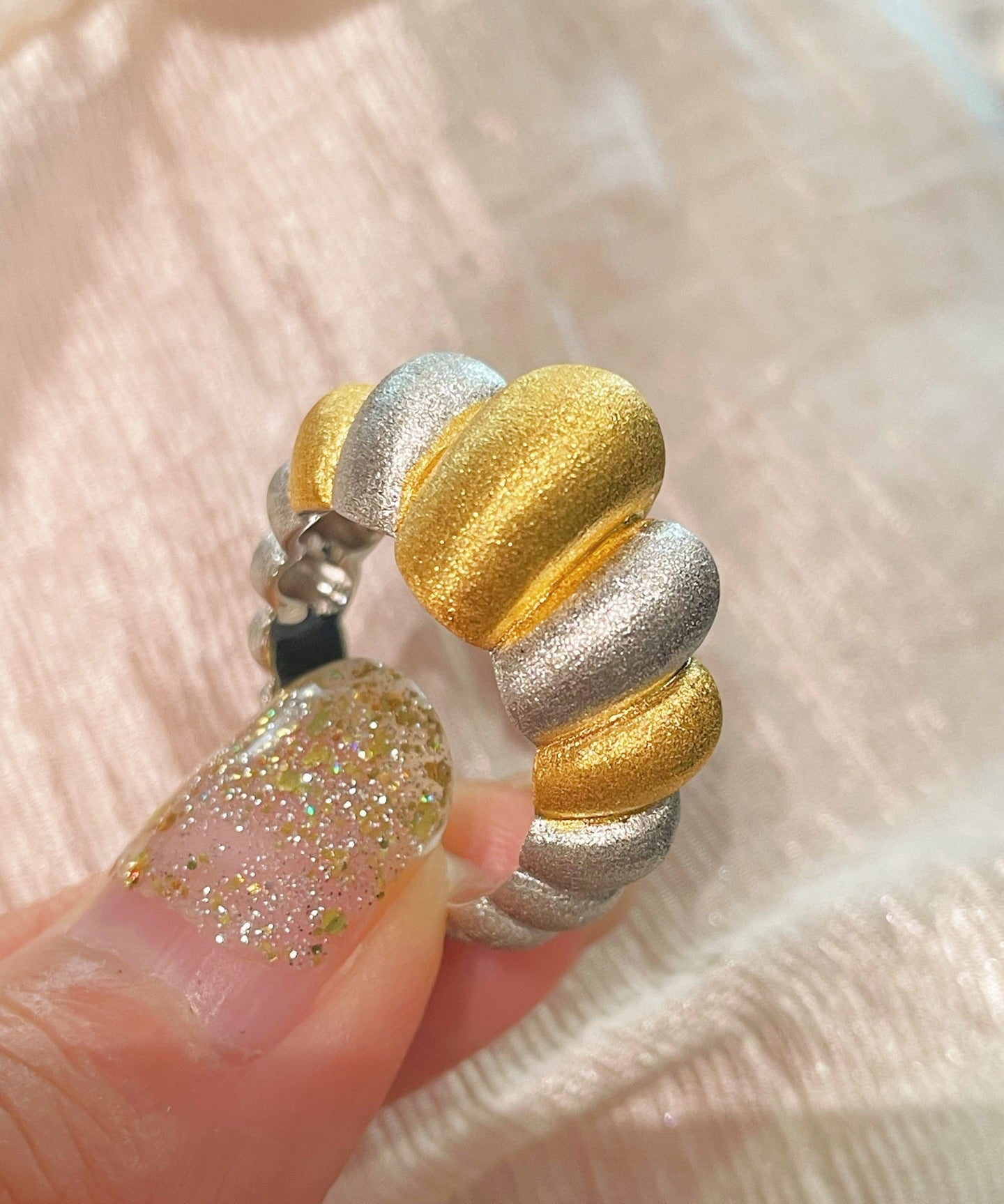 Two - Tone Brushed Cotton Candy Ring - floysun