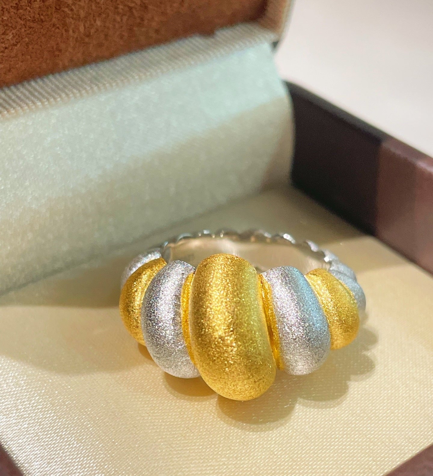 Two - Tone Brushed Cotton Candy Ring - floysun