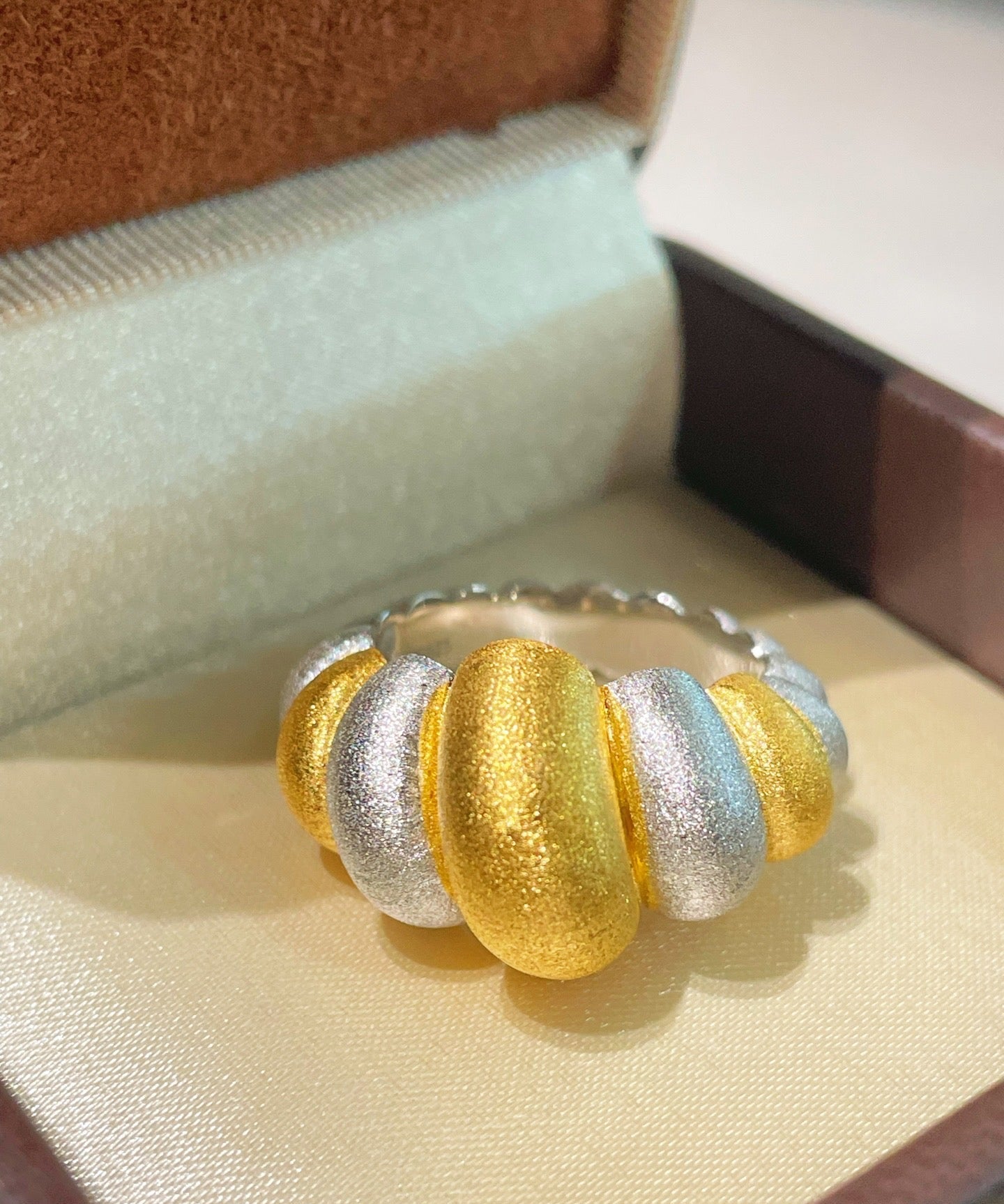 Two - Tone Brushed Cotton Candy Ring - floysun