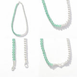 Two-Tone Brushed S925 Silver & Green Aventurine Beaded Necklace - floysun