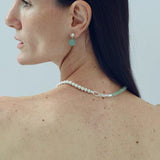 Two-Tone Brushed S925 Silver & Green Aventurine Beaded Necklace - floysun