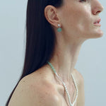 Two-Tone Brushed S925 Silver & Green Aventurine Beaded Necklace - floysun