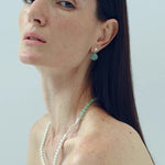 Two-Tone Brushed S925 Silver & Green Aventurine Beaded Necklace - floysun